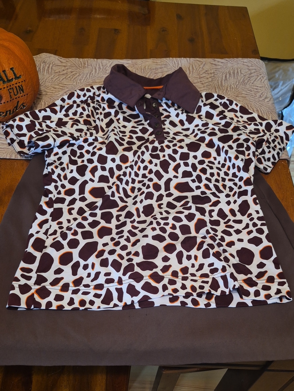 Womens Tennis/Golf Skort Set Brown and White Giraffe Print Polo Shirt And Skort